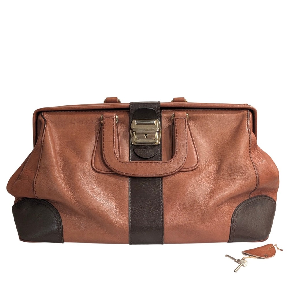 Vintage Porter Japan 70s Brown Leather Doctors Bag Retro Top Handle travel bag